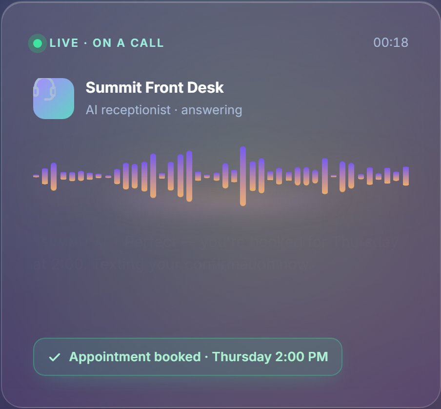 Summit Front Desk — live AI call console